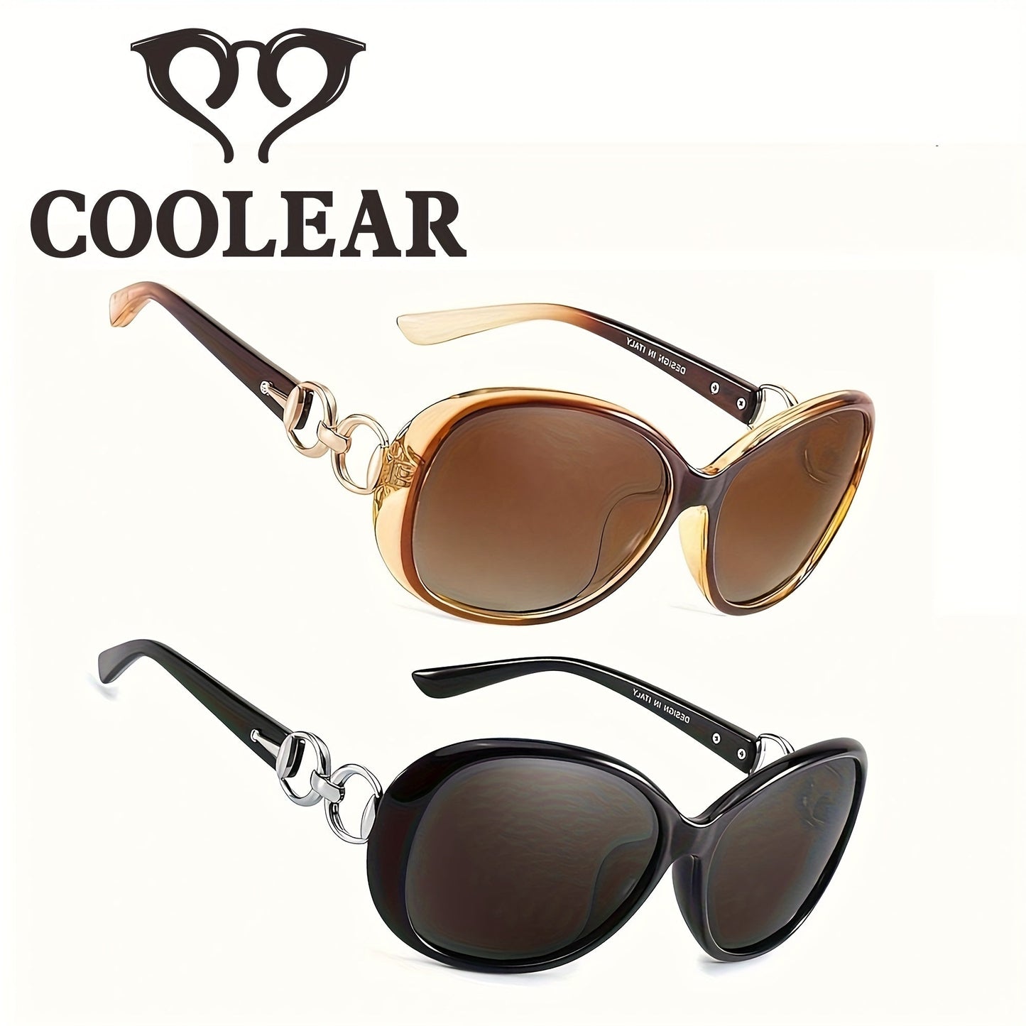 COOLEAR 2 Pack Polarized Sunglasses for Women - Retro Jackie O Style with UV400 Protection for Outdoor Activities