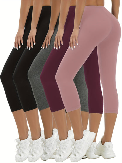 5 Pack Super Soft Capri Pants for Women: Non-See-Through Workout, Running, Yoga Athletic Leggings