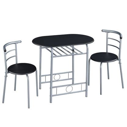 Costoffs Modern Round Compact Dining Table and 2 Chairs Set - Space-Saving Table Set for Kitchens, Apartments, and Dorm Rooms