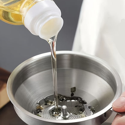 Large 304 Stainless Steel Funnel - Easy Oil Strainer with Filter Screen, Leak-Resistant Kitchen Essential for Cooking and Baking - Eid Al-Adha Mubarak Gift Idea