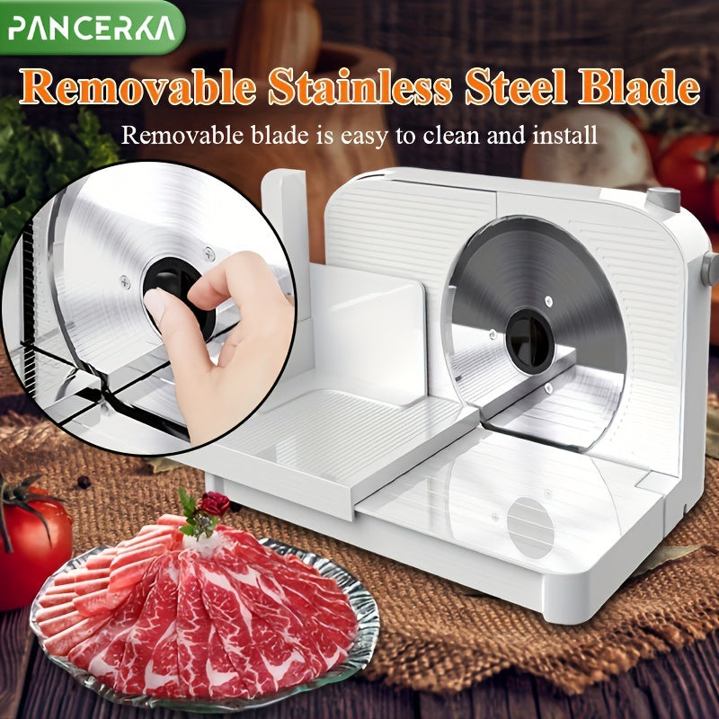 150W Premium Electric Stainless Steel Meat Slicer - Adjustable 0-15mm Thickness, Effortless Slicing for Deli Meat, Vegetables, Fruits - Ideal for Home, Commercial Use and Father's Day Gift