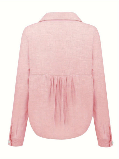 Long Sleeve Linen Shirt – Casual Button-Up for Spring and Fall – Women’s Clothing