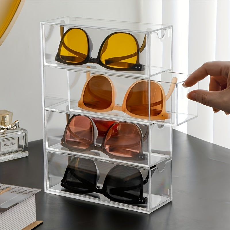 Transparent Desk Drawer Organizer for Sunglasses, Cosmetics, and Lipstick - Dust-Proof Eyeglass Cases for Storing Gifts, Accessories, and Makeup Essentials