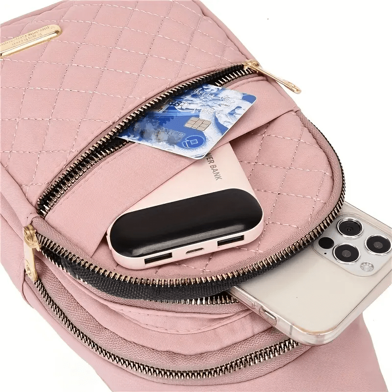 New One-Shoulder Messenger Bag for Women - Fashion Embroidered Rhombic Design - Large Capacity Waterproof Backpack with Data Hole