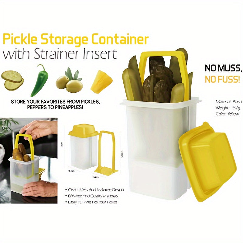 Reusable Plastic Food Storage Container with Filter Lid – 40 oz for Pickles, Olives, Fruits and Vegetables, Dishwasher Safe