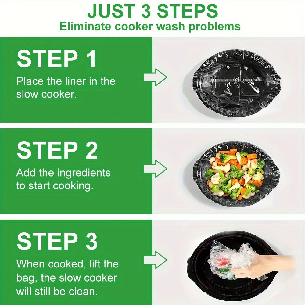 10pcs BPA-Free Slow Cooker Liners - Disposable, Fits 3QT to 8QT Pots, Oval & Round Compatible - Kitchen Essentials, 13" x 21"