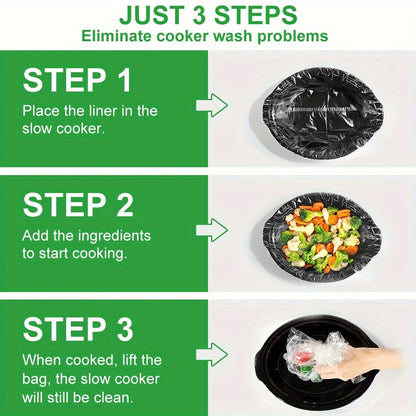 10pcs BPA-Free Slow Cooker Liners - Disposable, Fits 3QT to 8QT Pots, Oval & Round Compatible - Kitchen Essentials, 13" x 21"