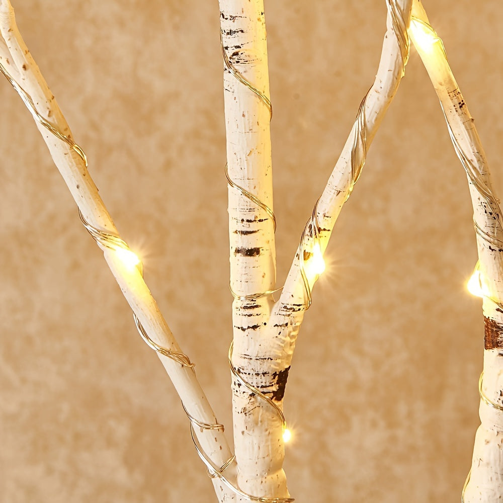 2.62Ft 50LED White Birch Branch Light – Battery-Powered Decorative Light for Christmas, Weddings, Parties, and Home Decoration, Indoor and Outdoor Use