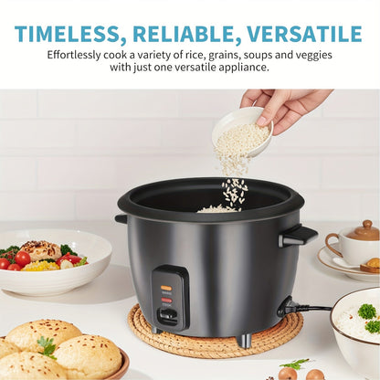Versatile 6-Cup Rice Cooker with Yogurt Maker - 1.5 Qt Capacity, Nonstick Pot, Auto Keep Warm, One Touch Operation - Includes Steamer for Oatmeal and Soup, Stainless Steel Liner