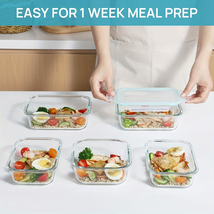 8-Pack Glass Food Storage Containers – Airtight Meal Prep Bento Boxes with Leak-Proof Locking Lids, Microwave, Oven, Freezer, and Dishwasher Safe, BPA-Free