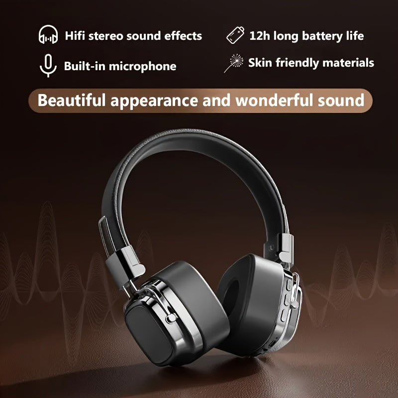 Long-Lasting 128 Hrs Standby Wireless Headphones - High-Fidelity Sound, ENC Noise-Cancelling Mic, Multi-Device Connection - Ideal for Work & Leisure