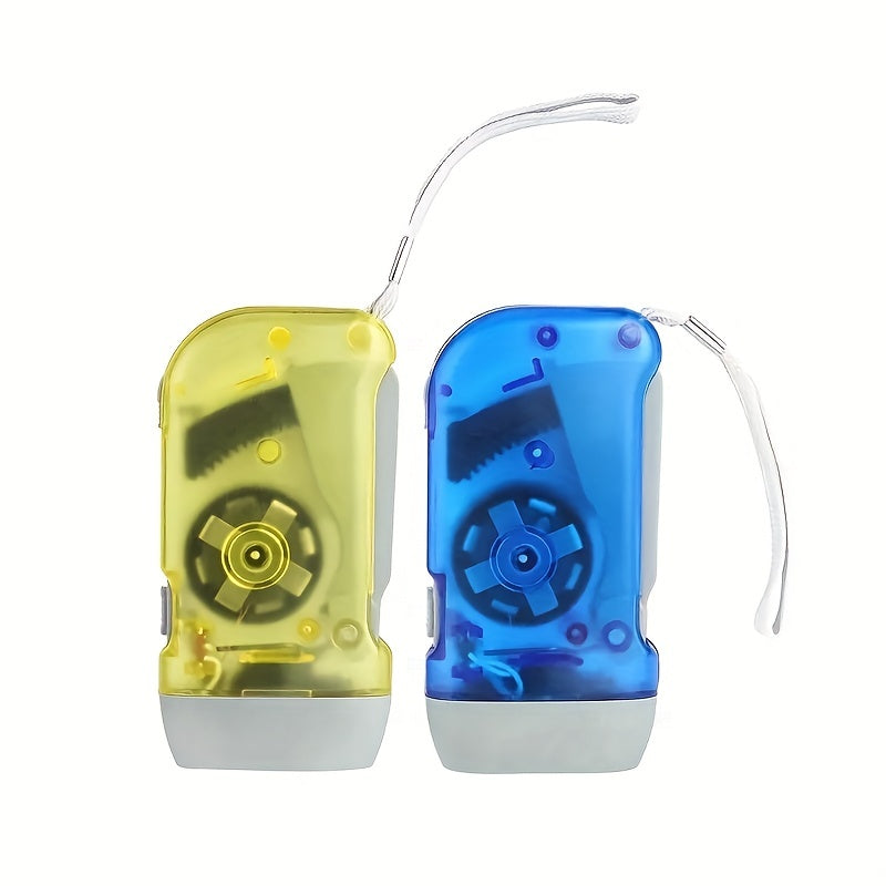 2 Pack 3 LED Hand Crank Powered Flashlights - Emergency Lighting for Home, Camping, Dormitories, and Outdoor Exploration