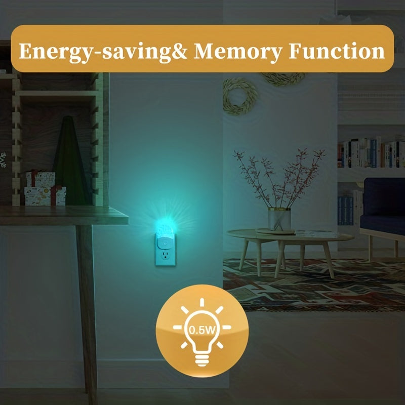 2pcs LED Night Light Plug - 8-Color Changing RGB, Dusk to Dawn Sensor, RGB Mode - Ideal Christmas Gift