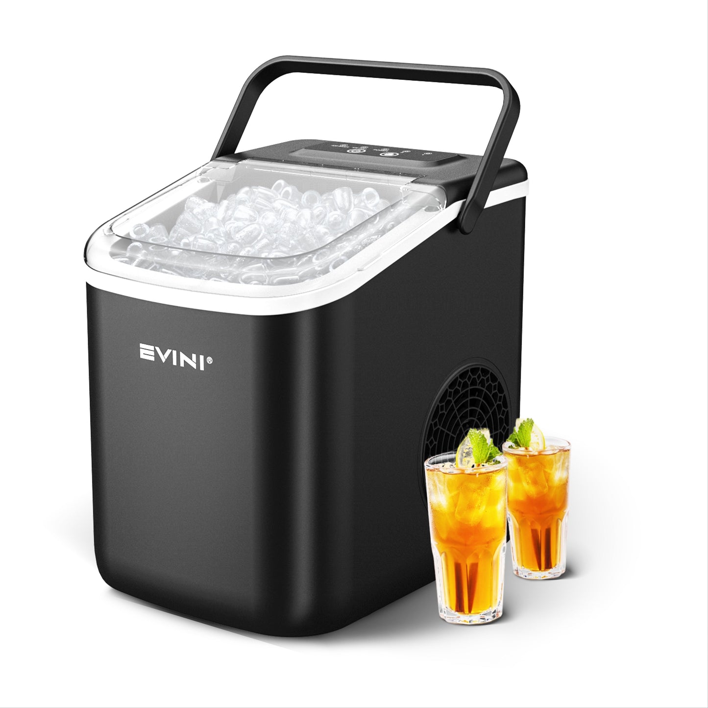 Portable Ice Machine – 9 Cubes in 6 Minutes, 26.5 Lbs Daily, Self-Cleaning, Includes Scoop and Basket, Two Bullet Ice Sizes, Ideal for Home, Office, Parties, Camping