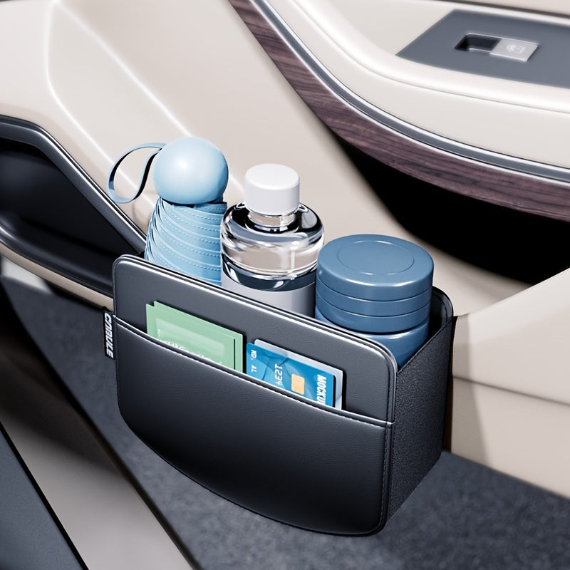Multi-Functional Leather Vehicle Storage Organizer – Door Side Pocket and Phone Holder with Hanging Box for Easy Access and Storage Management