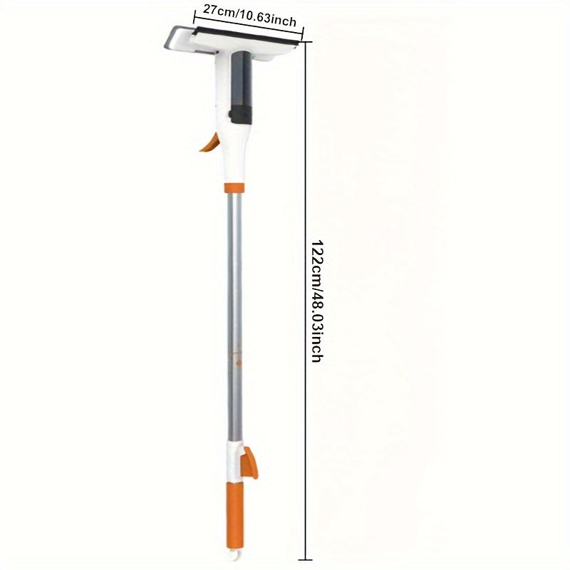 Multifunctional Window Squeegee with Spray - Glass Wiper with Silicone Scraper, Extendable Pole for Cleaning Glass, Bathroom, Kitchen, and Walls