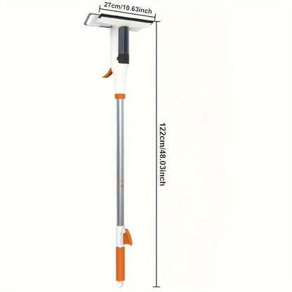Multifunctional Window Squeegee with Spray - Glass Wiper with Silicone Scraper, Extendable Pole for Cleaning Glass, Bathroom, Kitchen, and Walls