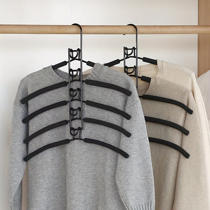 2 Pack Multi-Function Magic Hangers - 5-Tier Lacquered Metal Clothes Hangers with Non-Slip Foam, Space-Saving Foldable Wardrobe Organizer for Dorms & Closets