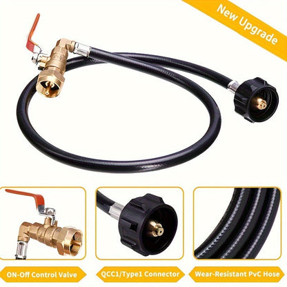 Propane Refill Adapter for 1lb Tanks – 3FT Hose, Propane Tank Refill Adapter for Convenient Use