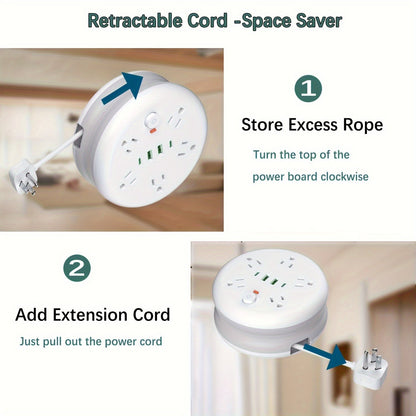 Power Strip Surge Protector – 12 AC Outlets, 2 USB Ports, 2 USB-C Ports, 6ft Extension Cord, Flat Plug, 2100 Joules, Wall Mountable, Overload Protection