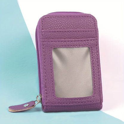 Mini RFID Blocking Card Holder Wallet - Multiple Card Slots, Portable, Zipper Enclosed, Clear Window, Coin Purse - Secure, Compact, Stylish Accessory for Everyday Carry