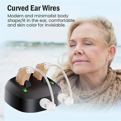 Advanced Rechargeable Hearing Aids for Seniors – Crystal-Clear Sound, Long-Lasting Battery Life, Compact Design with Easy Charging Dock – Professional Grade, Beige