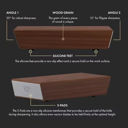 Rolling Knife Sharpener – Effortlessly Sharpens Straight Edge Knives with Adjustable 15° and 20° Magnetic Angles – Complete Kit for Kitchen Knives