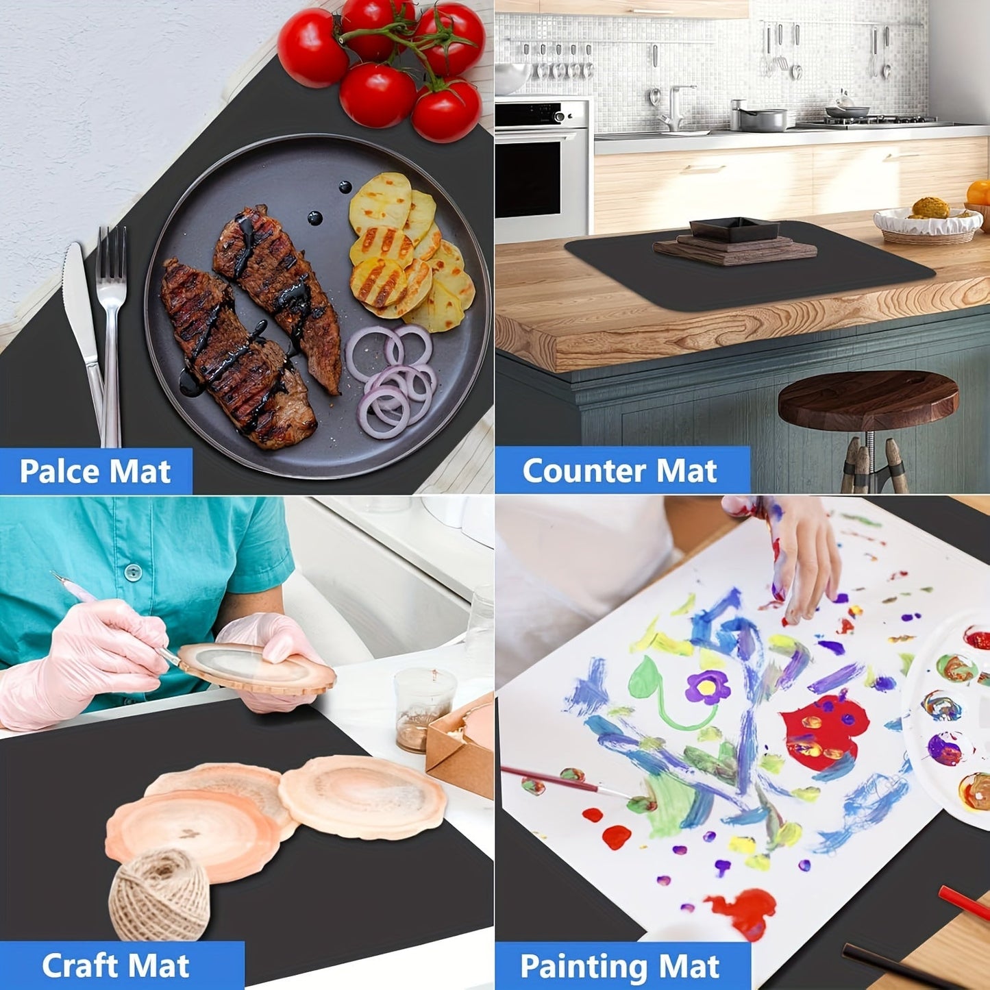 Extra Large Super-Sized Silicone Baking Mat - Heatproof, Easy Clean, Waterproof, Anti-Slip Grip, Durable Table Protector for Pastry, Dining and Desk, Stylish Kitchen Decor