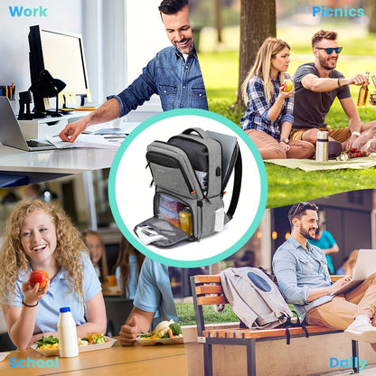 RUCYEN Insulated Lunch Backpack - Cooler Lunch Box for Men & Women, 15.6" RFID Blocking Laptop Backpack with USB Port for Work, Travel, Picnics and Hiking