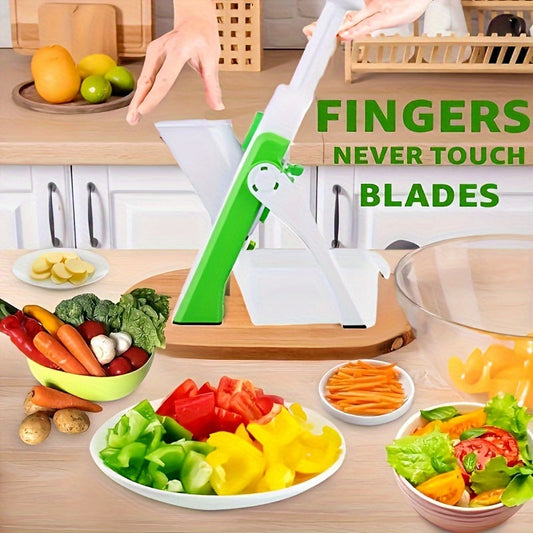 Adjustable Mandoline Slicer – Manual Vegetable Chopper, Potato Slicer, French Fry Cutter, Salad Maker – Kitchen Gadget with Stainless Steel Blade, ABS Material – Essential Back to School