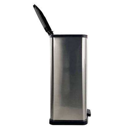 13.2 Gallon Plastic Rectangular Step Trash Can – Silver Kitchen Waste Bin