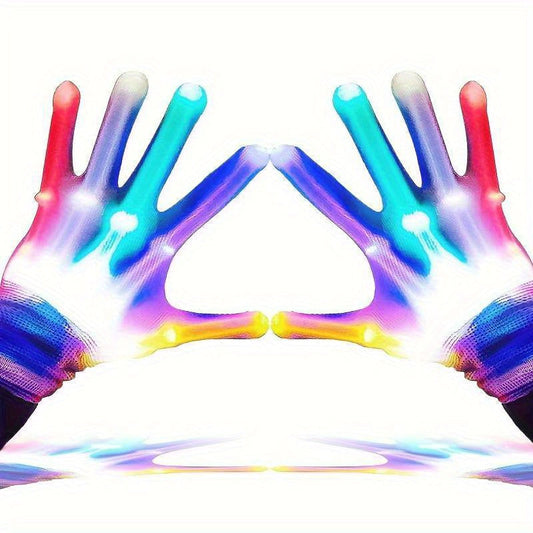 LED Light-Up Gloves – 5 Color Modes for Youngsters, Teens & Adults, Perfect for Halloween & Christmas Parties