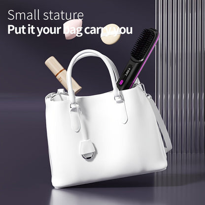 Wireless Hair Straightener Brush - 7.87x1.77x1.18 Inches, 3 Temperature Settings, LED Display, USB Rechargeable, 36V Max, 2000mAh Battery - Professional Styling Tool for Home and Travel