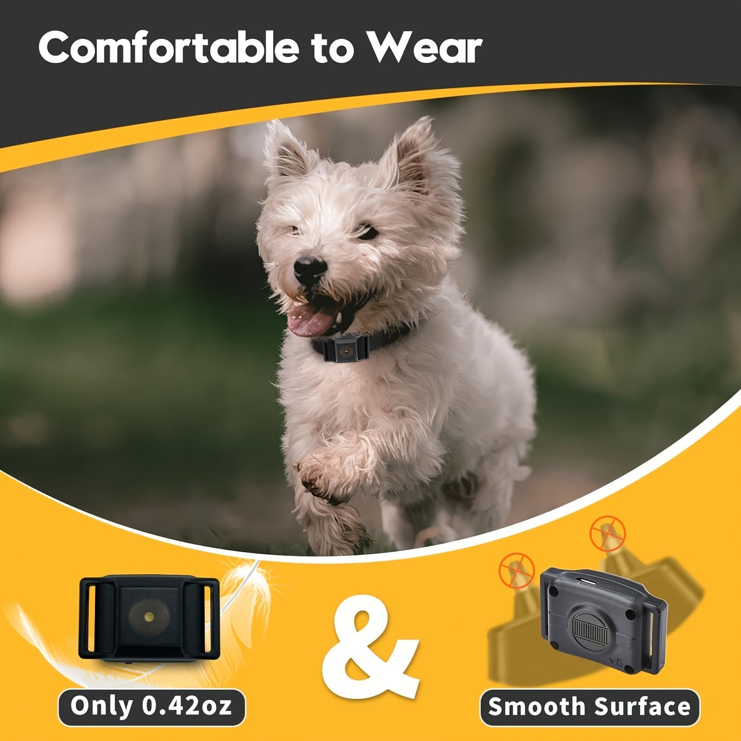 Tiniest Bark Collar for Small Dogs (5-15lbs) - 1.6x1in, 0.42oz, No Shock with Vibration and Sound, Extra Small, Rechargeable with 5 Sensitivity Levels