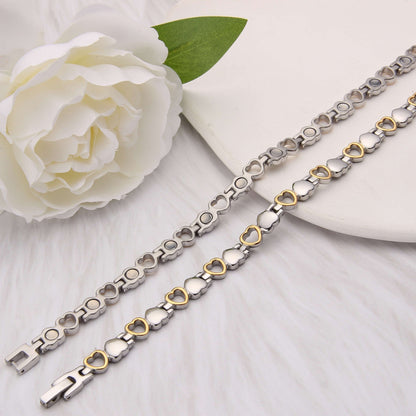 Women's Magnetic Bracelet - Stainless Steel with Ultra-Strong Magnets, Adjustable Silver & Gold Jewelry Gift