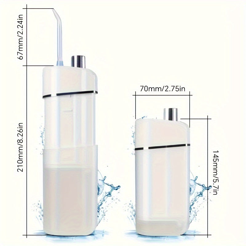 Cordless Rechargeable Portable Water Flosser - Efficient Plaque Remover, Telescopic Water Tank, Travel Bag, Alcohol-Free Formula for Healthy Gums and Teeth - White