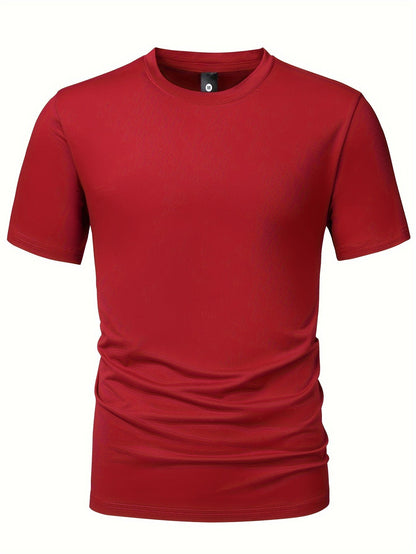 5pcs Men's Fashion Sports T-Shirts – Stylish Casual Stretch Tee Shirts with Round Neck – Comfortable & Breathable for Summer Wear – Ideal for Warm Weather, Value Pack