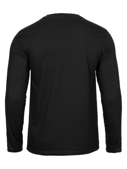Men's 3-Pack 100% Cotton Long Sleeve T-Shirts - Casual Crew Neck with Paris Applique, Breathable Letter Print Tops for Spring/Fall