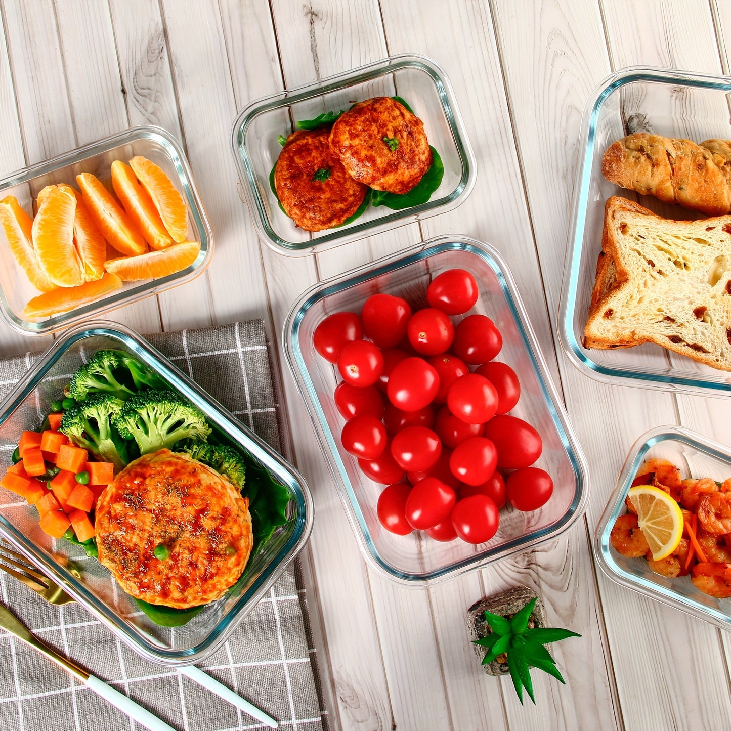 10-Pack Glass Meal Prep Containers Set with Airtight Lids – Durable Food Storage & Glass Lunch Boxes for Home, Kitchen, Office