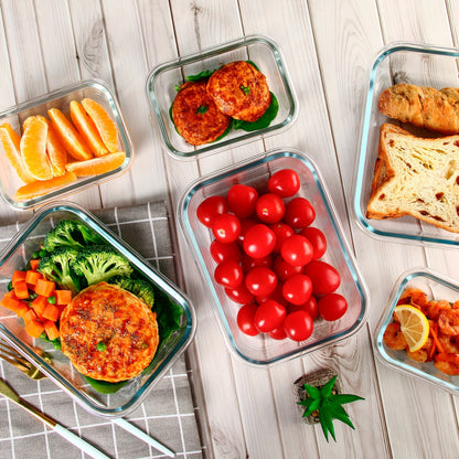 10-Pack Glass Meal Prep Containers Set with Airtight Lids – Durable Food Storage & Glass Lunch Boxes for Home, Kitchen, Office