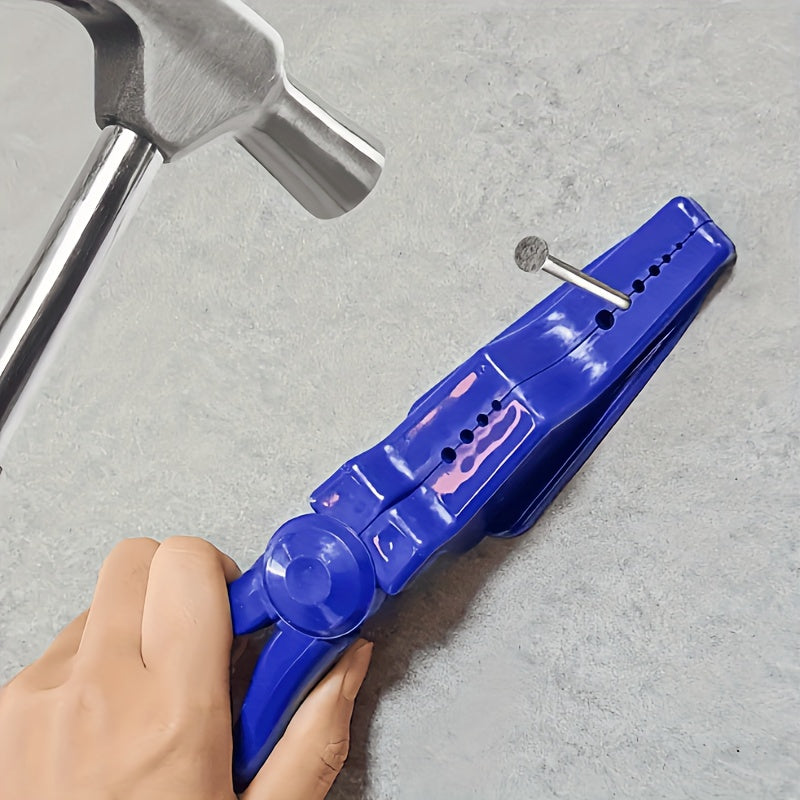 Blue Plastic Nail Auxiliary Pliers – Hammer-Friendly, Safety Protection Finger Pliers for Household & Outdoor Use