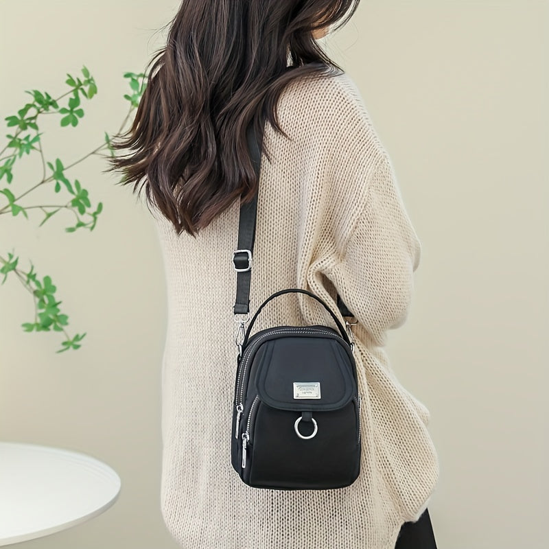 Solid Color Zipper Crossbody Bag – All-Match Coin Purse – Women's Shoulder Bag for Shopping
