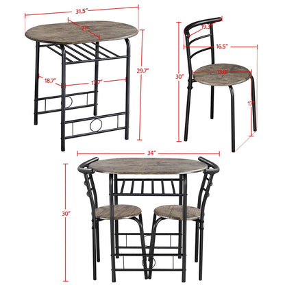 Costoffs Modern Round Compact Dining Table and 2 Chairs Set - Space-Saving Table Set for Kitchens, Apartments, and Dorm Rooms