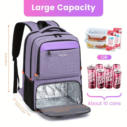 RUCYEN Insulated Lunch Backpack - Cooler Lunch Box for Men & Women, 15.6" RFID Blocking Laptop Backpack with USB Port for Work, Travel, Picnics and Hiking