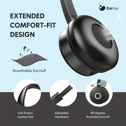 Stereo USB Headset with 3.5mm Jack - Noise Cancelling Microphone, In-Line Volume and Mute Control for PC, Laptop, Business Office, Skype, Zoom