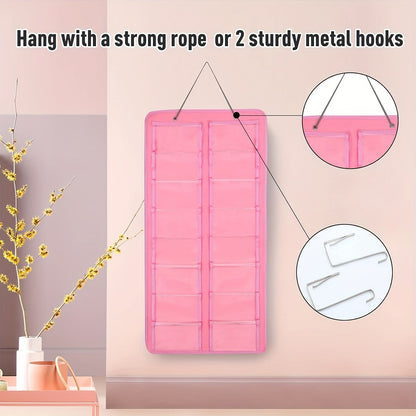 16 Slot Hanging Glasses Organizer - PVC Wall Pocket with Dust-Proof Holder, Metal Hook, and Sturdy Rope, Ideal for Women's Fashion Accessories, Perfect for Christmas/Halloween Gift