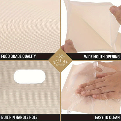 5pcs Large Non-Stick Reusable Toaster Bags - 6.3x6.5in/16x16.5cm | For Grilled Cheese, Pizza, Panini, Garlic Bread | Easy Toaster, Microwave, Grill Cooking | Durable, Heat-Resistant, Dishwasher Safe