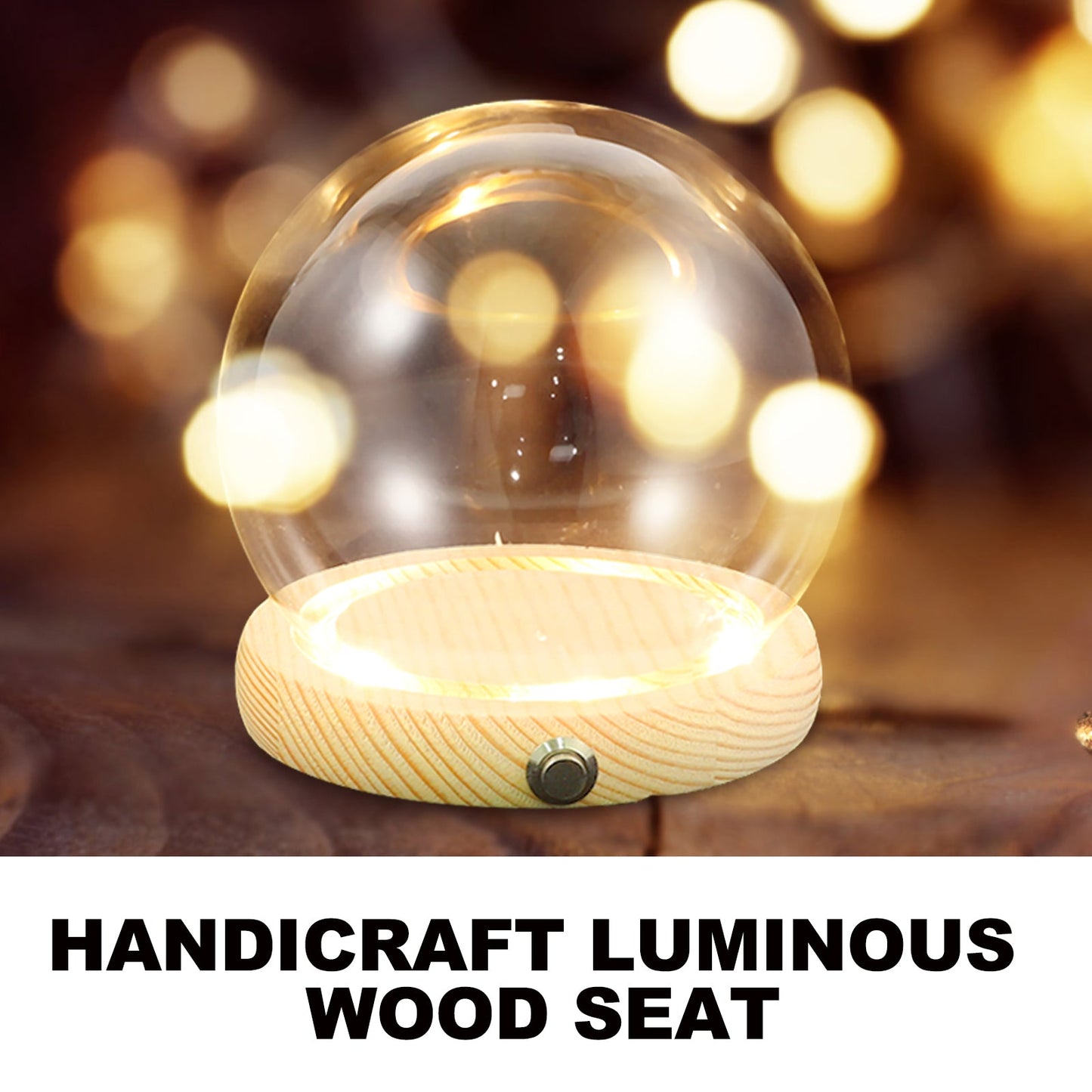Handmade Glass Display Dome – Clear Plant Pots with LED Lights, Glowing Eternal Preserved Flowers Decor