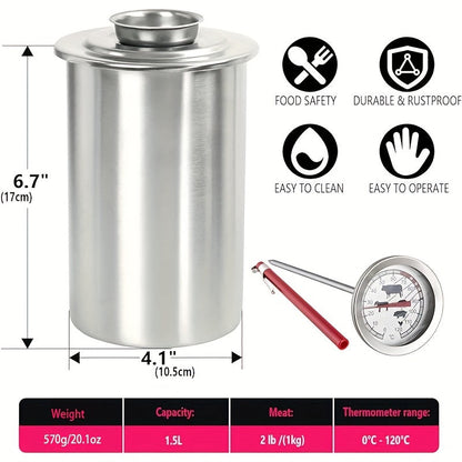 Premium Stainless Steel Ham Maker and  Meat Press with Built-In Thermometer - Effortless Homemade Deli Meat Mold for Sandwiches, Lunch Meat, and Ham Cooking | Space-Saving Pressure Cooker, Easy to Use