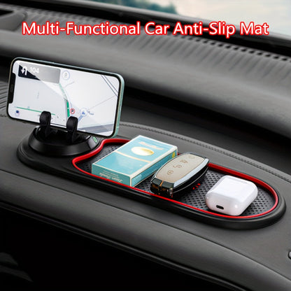 Universal Fit PVC Anti-Slip Mat for Cars - Novelty Patterned Dashboard Grip Pad with Concealed Number Plate Feature, Multi-Functional Non-Slip Mat for Phones and Accessories